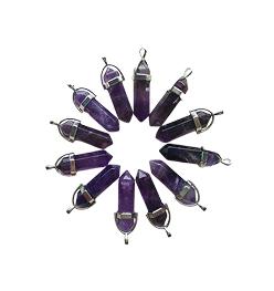 Natural amethyst stone purple hexagonal..