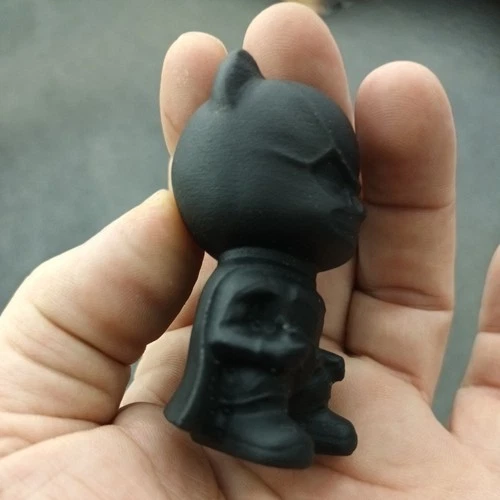 Batman Free Standing Hand Carved In Black Obsidian Unpolished Gemstone - Image 2