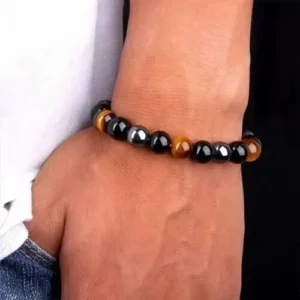 Obsidian Tiger Eye Hematite Bracelet Triple Protection Bangle Women Men Jewelry*