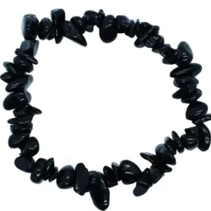 Black Obsidian Natural Crystal Gemstone Chip Chakra Stone Stretch Bracelet