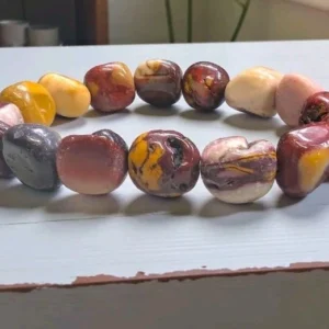 Mixed Mookaite Natural Crystal Healing Chakra Gemstone Tumble Stretch Bracelet